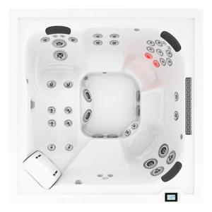 Top view of Jacuzzi J408L series, showing the seating arrangements from a top view